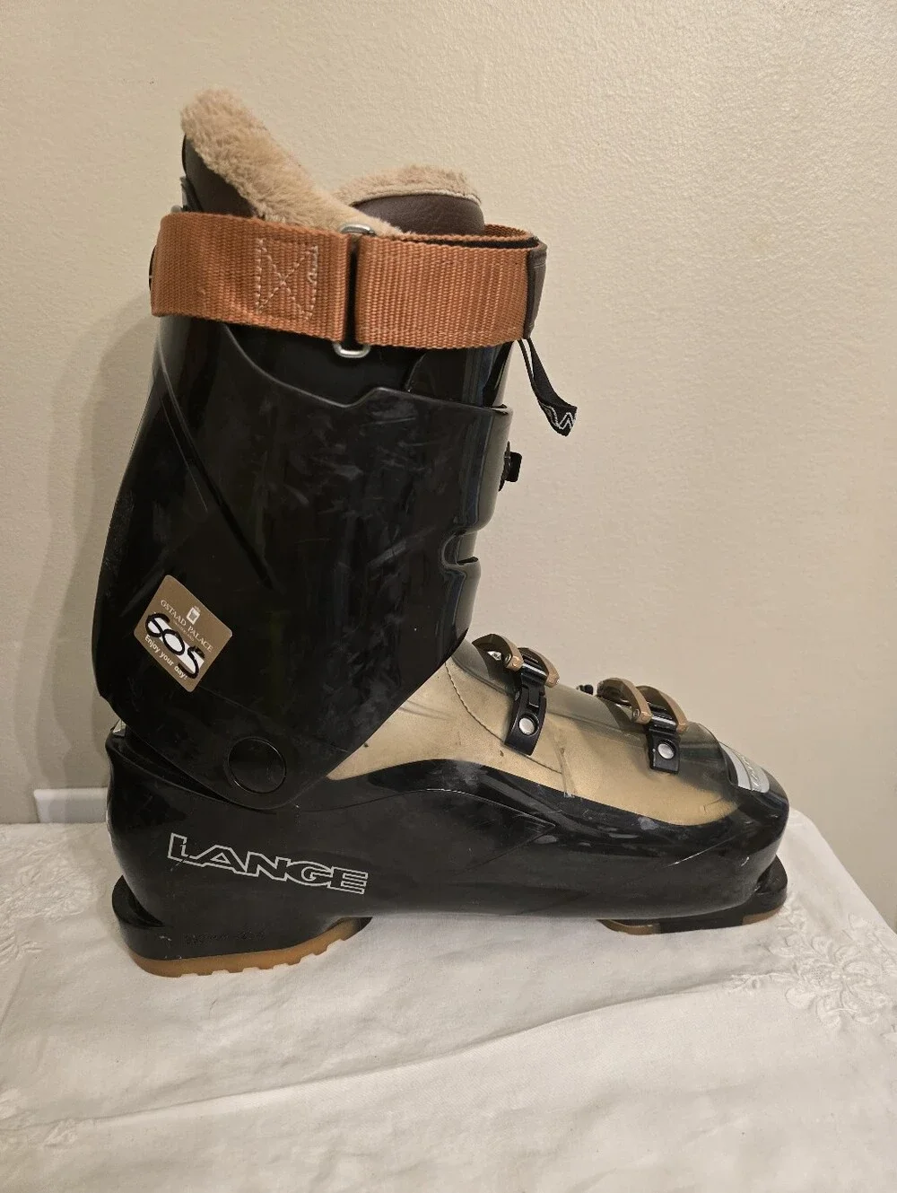 Lange Blaster Pro Men's Black and Orange Ski Boots Size 10.5 w/ Dakine Bag